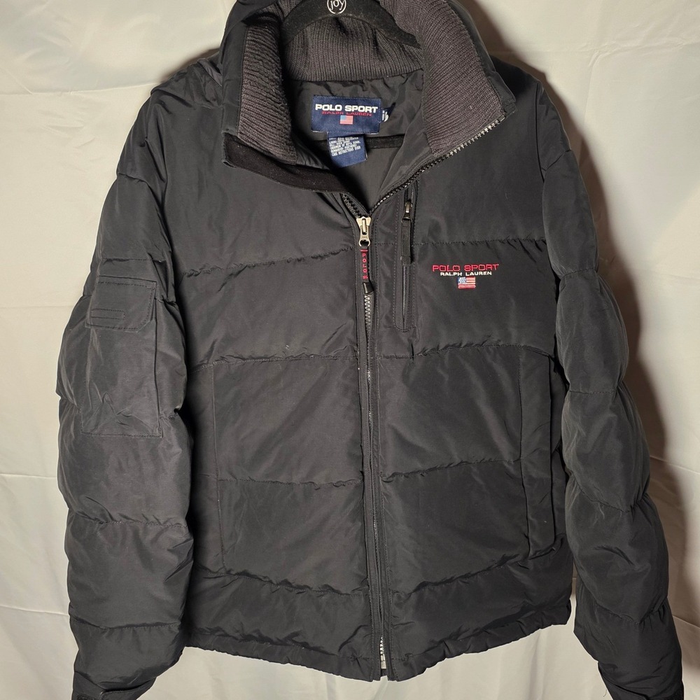 Polo Sport Ralph Lauren Y2K Black Puffer Jacket Men's Size Large Goose Down Fill